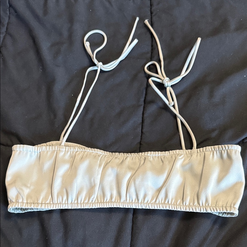 SHEIN Light Sage Bow-Front Bandeau Top with Ties - Picture 3 of 4